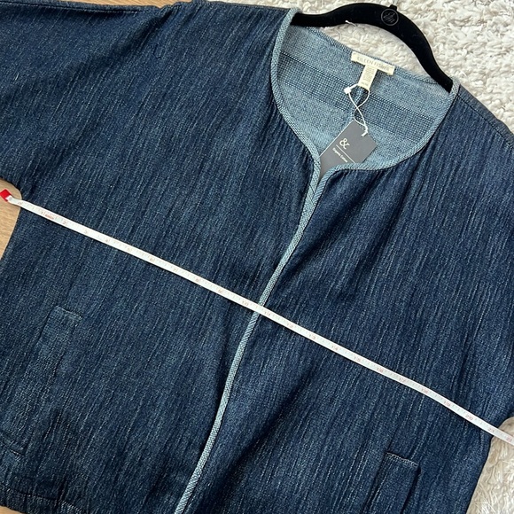 NWT Eileen Fisher Denim Round Neck Short Jacket - Picture 6 of 9
